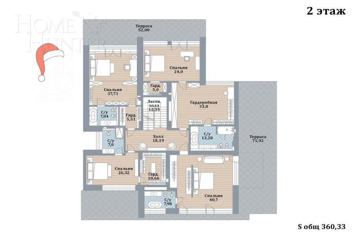 2-этажный коттедж 961 м² с отделкой