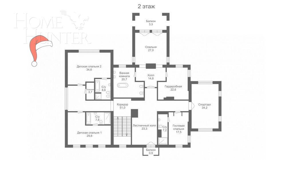 2-этажный коттедж 1 244 м² с отделкой