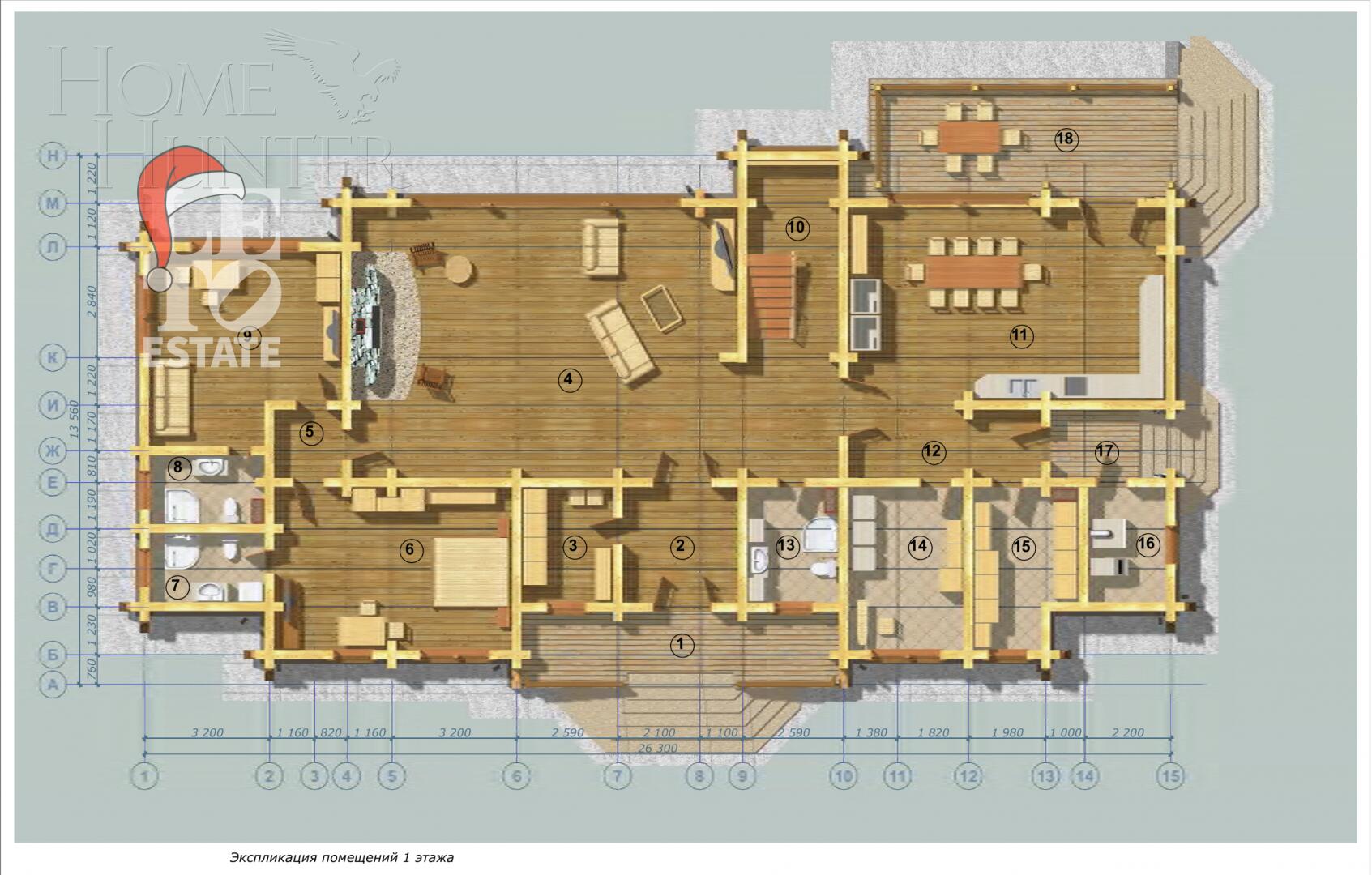 2-этажный коттедж 1 106 м² без отделки