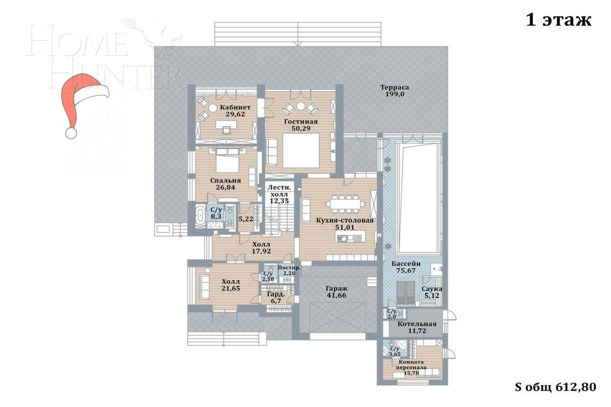 2-этажный коттедж 961 м² с отделкой