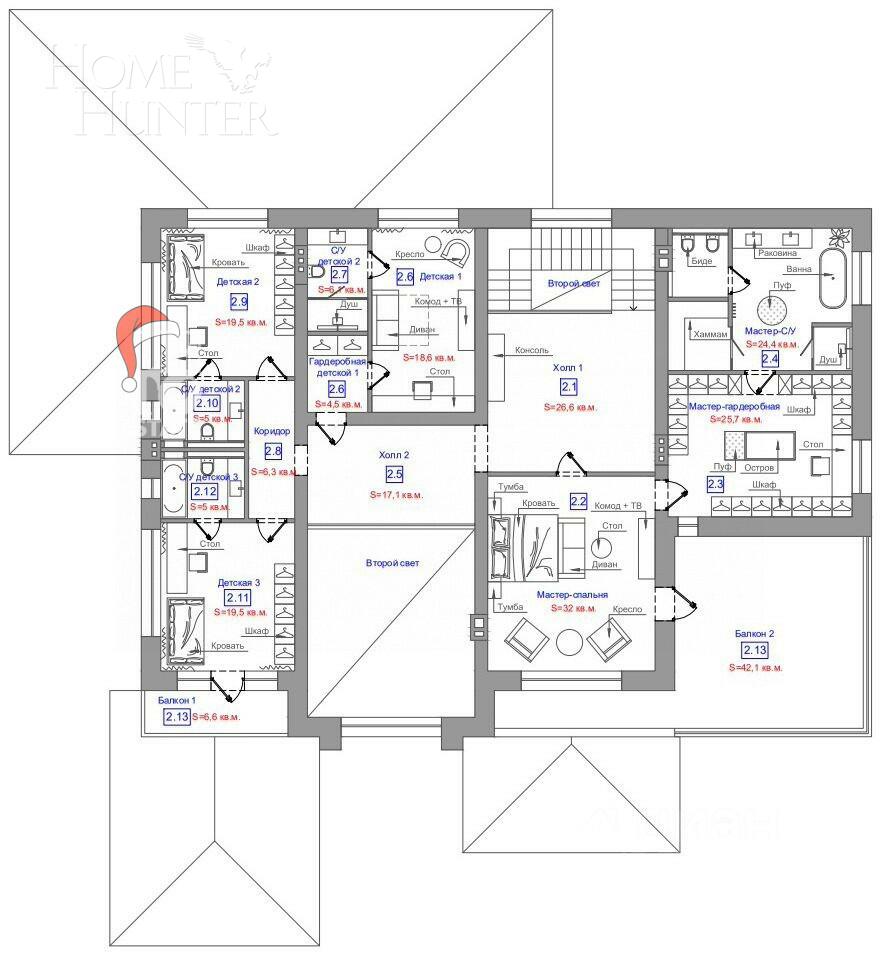 2-этажный коттедж 460 м² без отделки