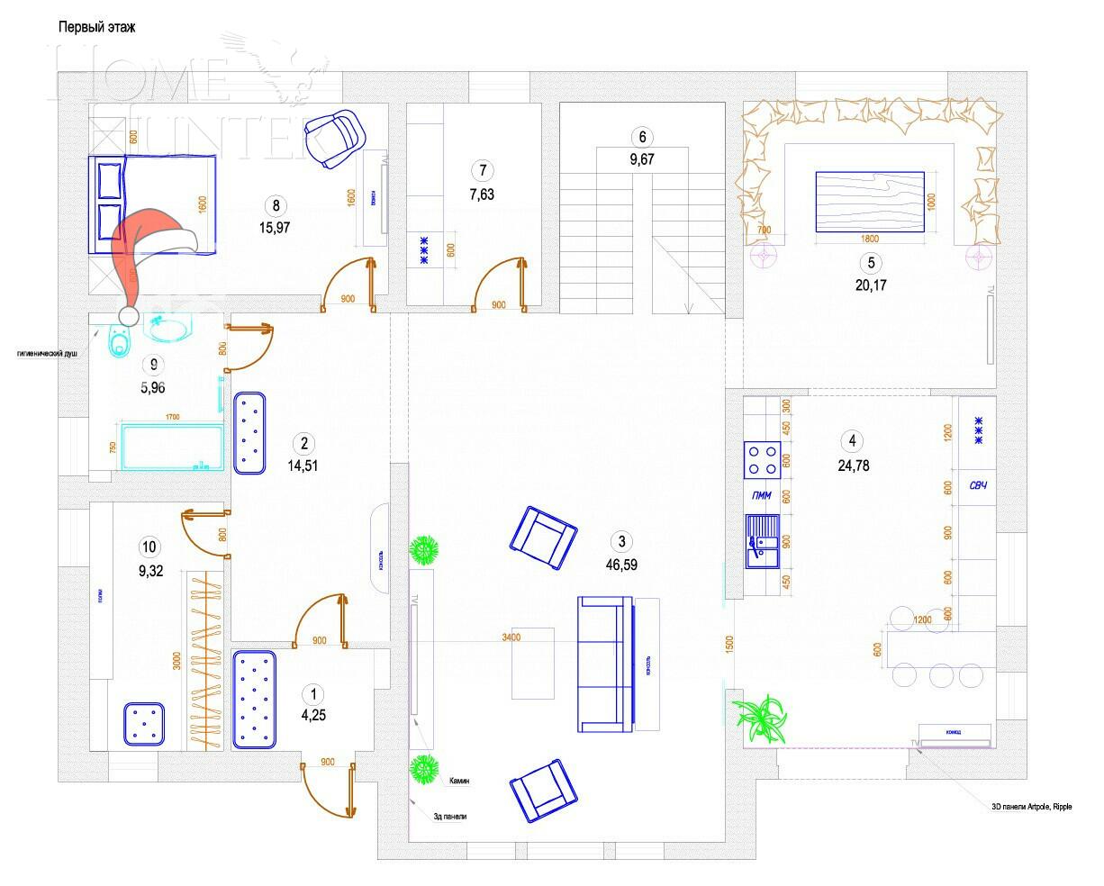 2-этажный коттедж 500 м² без отделки