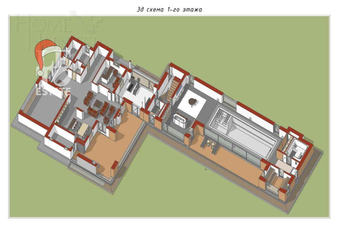 2-этажный коттедж 313 м² с отделкой