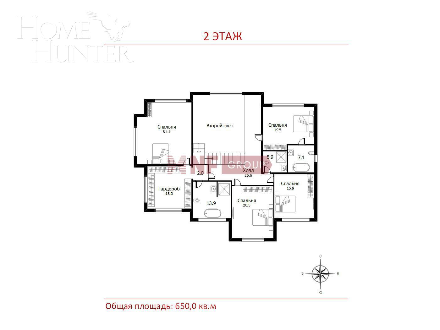 2-этажный коттедж 650 м² с отделкой