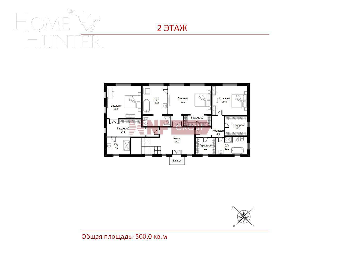 2-этажный коттедж 500 м² с отделкой