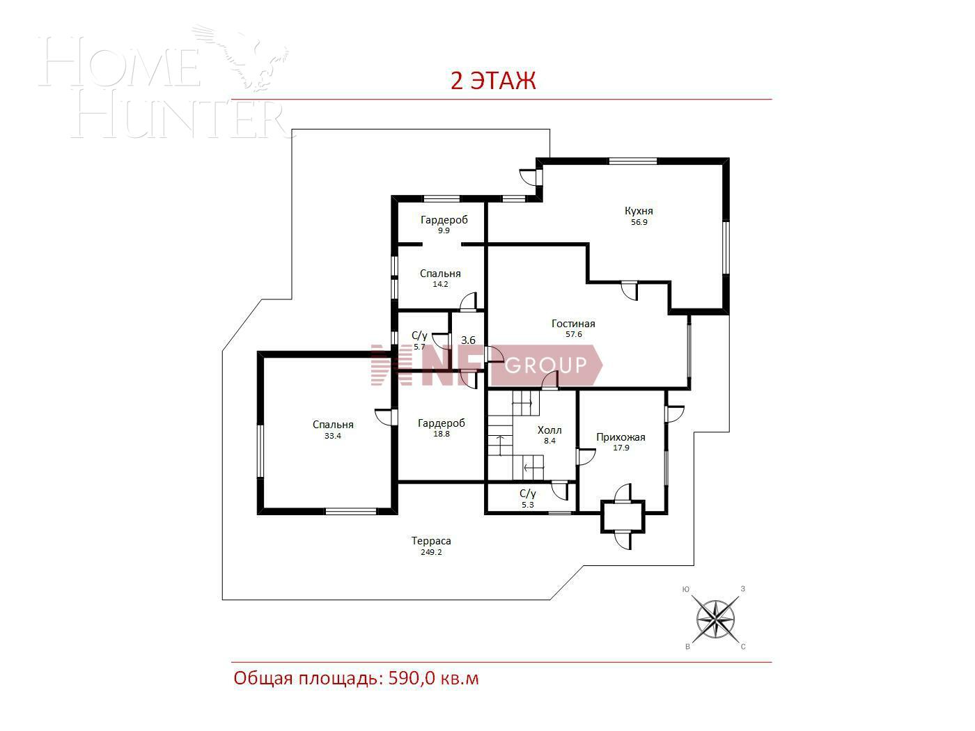 2-этажный коттедж 725 м² с отделкой