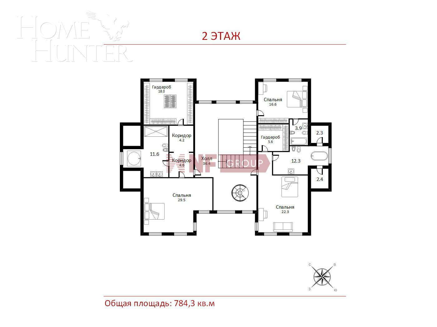2-этажный коттедж 1 300 м² с отделкой