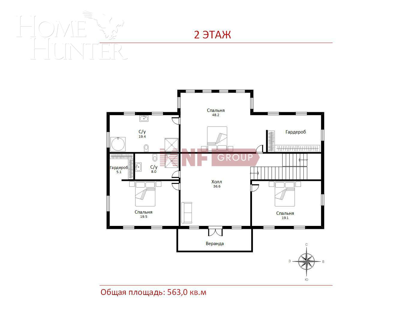 2-этажный коттедж 733 м² с отделкой