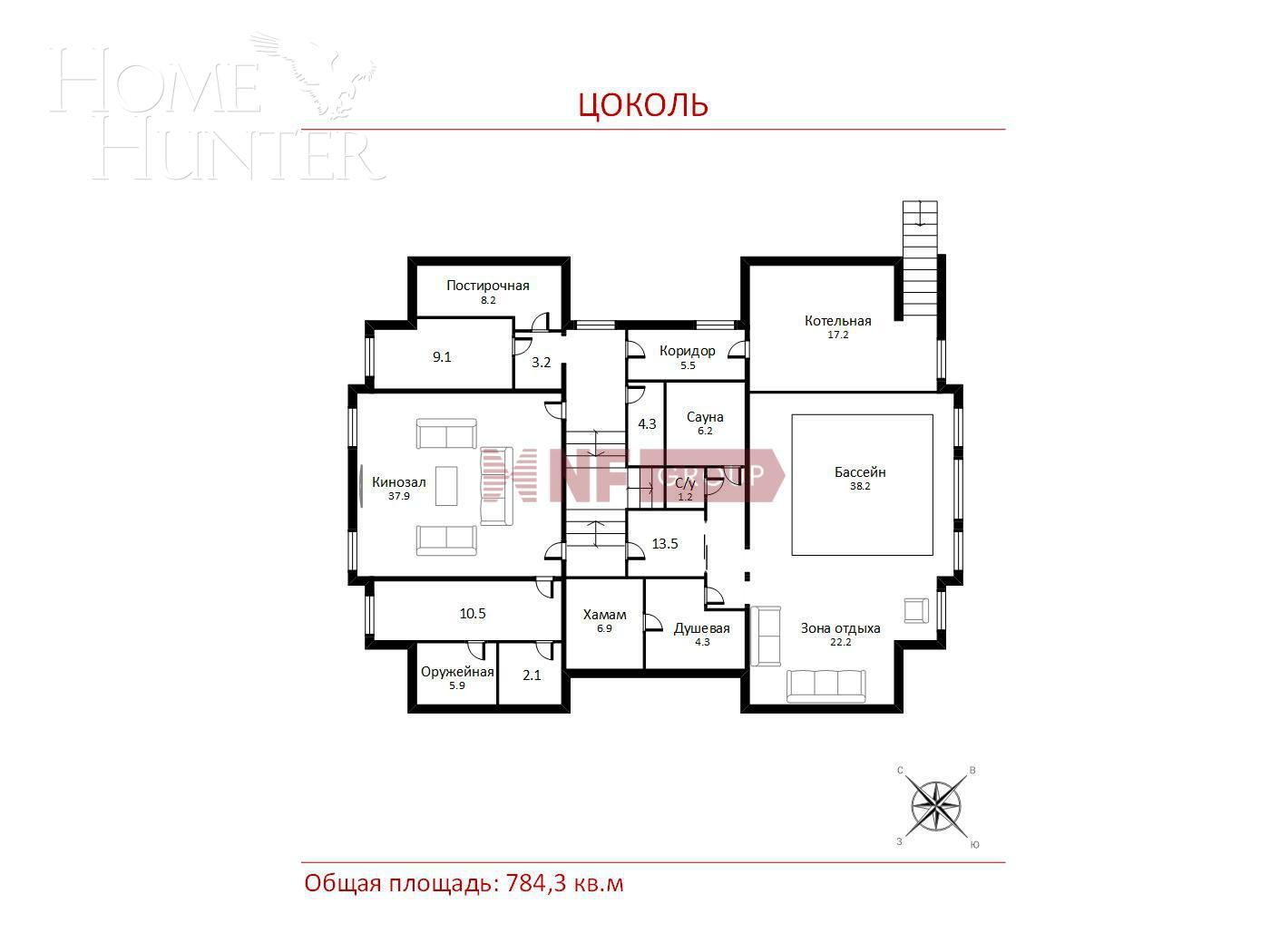 2-этажный коттедж 1 300 м² с отделкой