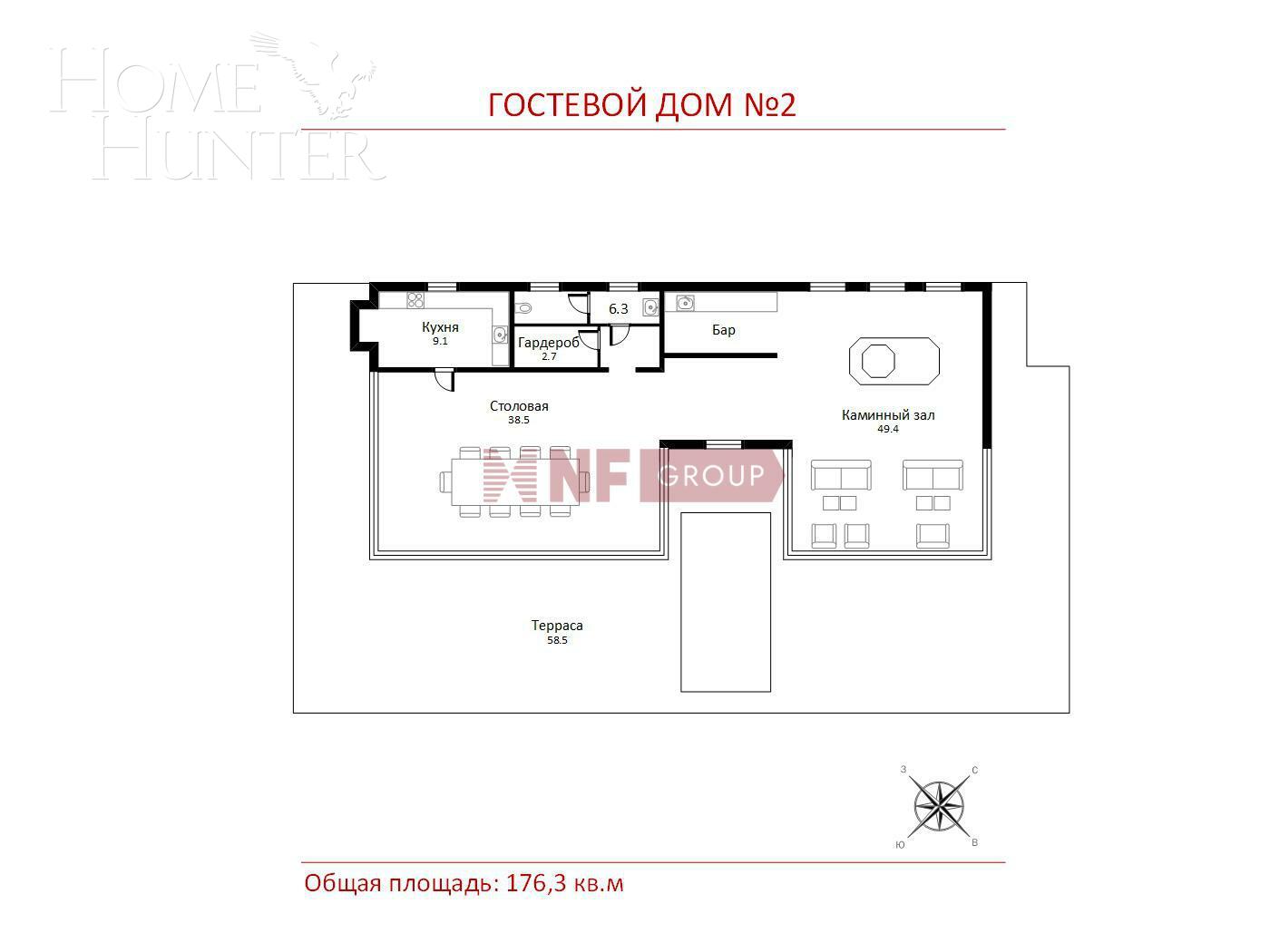2-этажный коттедж 1 300 м² с отделкой