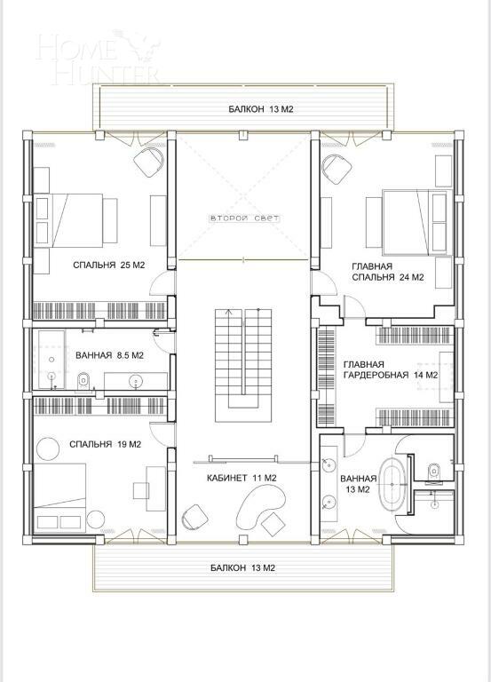 2-этажный коттедж 580 м² без отделки