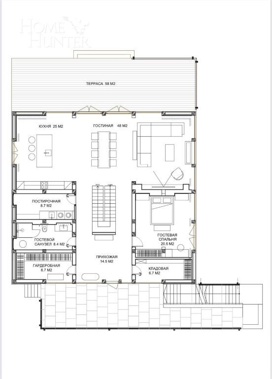 2-этажный коттедж 580 м² без отделки
