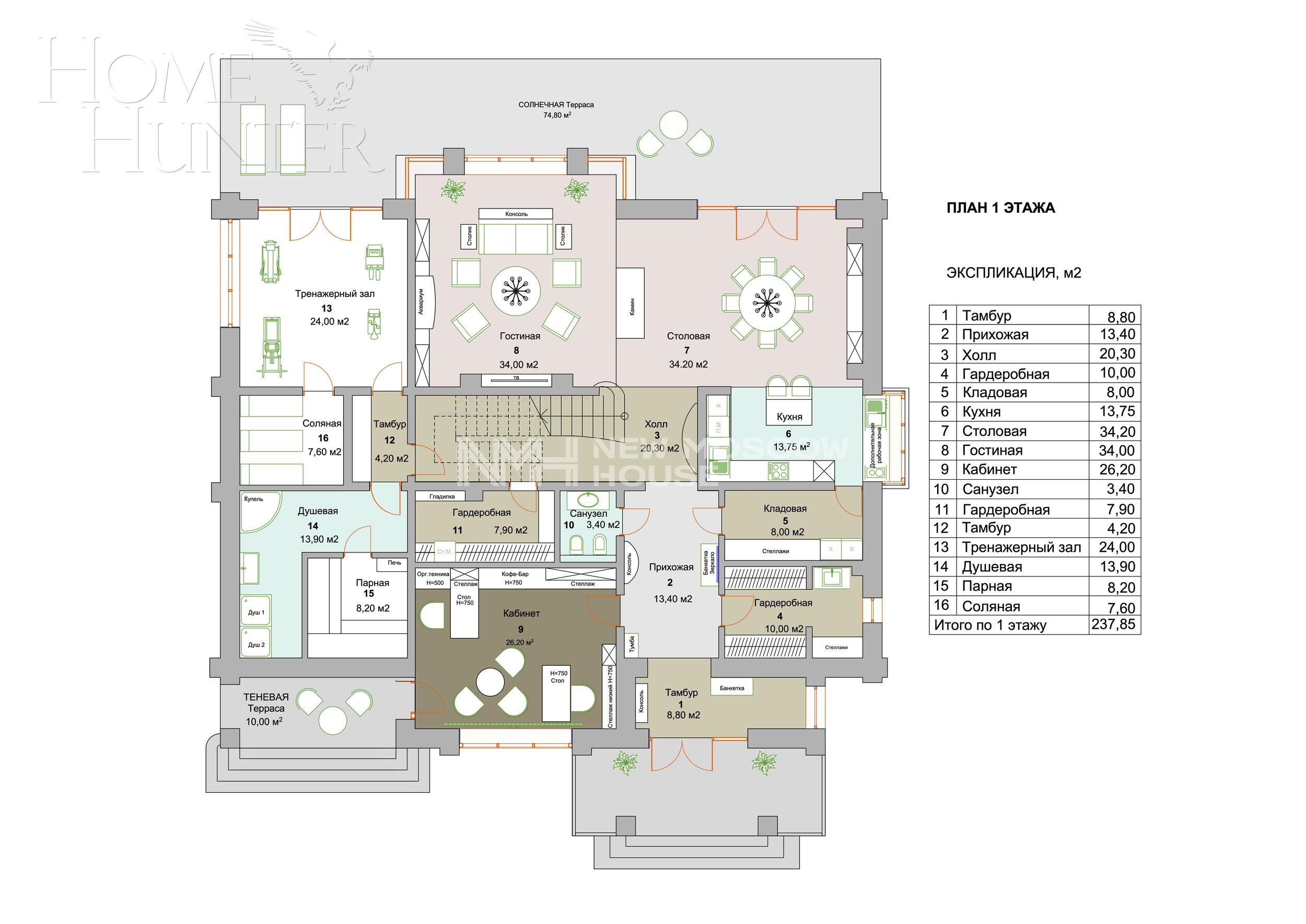 2-этажный коттедж 650 м² с отделкой