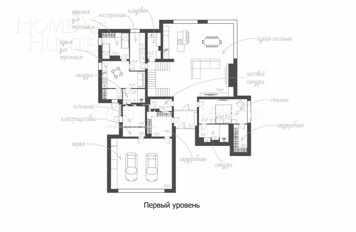 2-этажный коттедж 760 м² с отделкой
