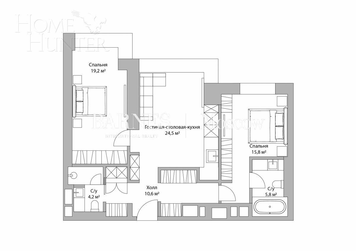 3-КОМН. АПАРТАМЕНТЫ С ОТДЕЛКОЙ 80.01 М² НА 23 ЭТАЖЕ