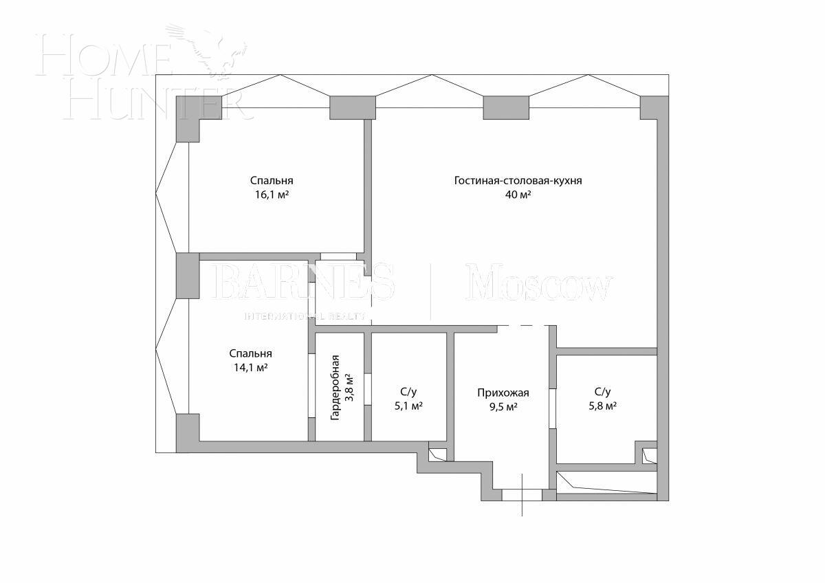 3-КОМН. АПАРТАМЕНТЫ С ОТДЕЛКОЙ 96.4 М² НА 2 ЭТАЖЕ