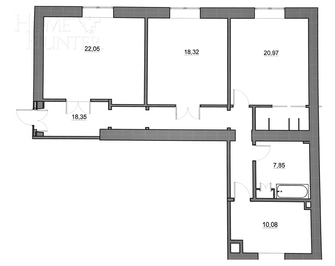 3-КОМН. КВАРТИРА С ОТДЕЛКОЙ 97.6 М² НА 3 ЭТАЖЕ