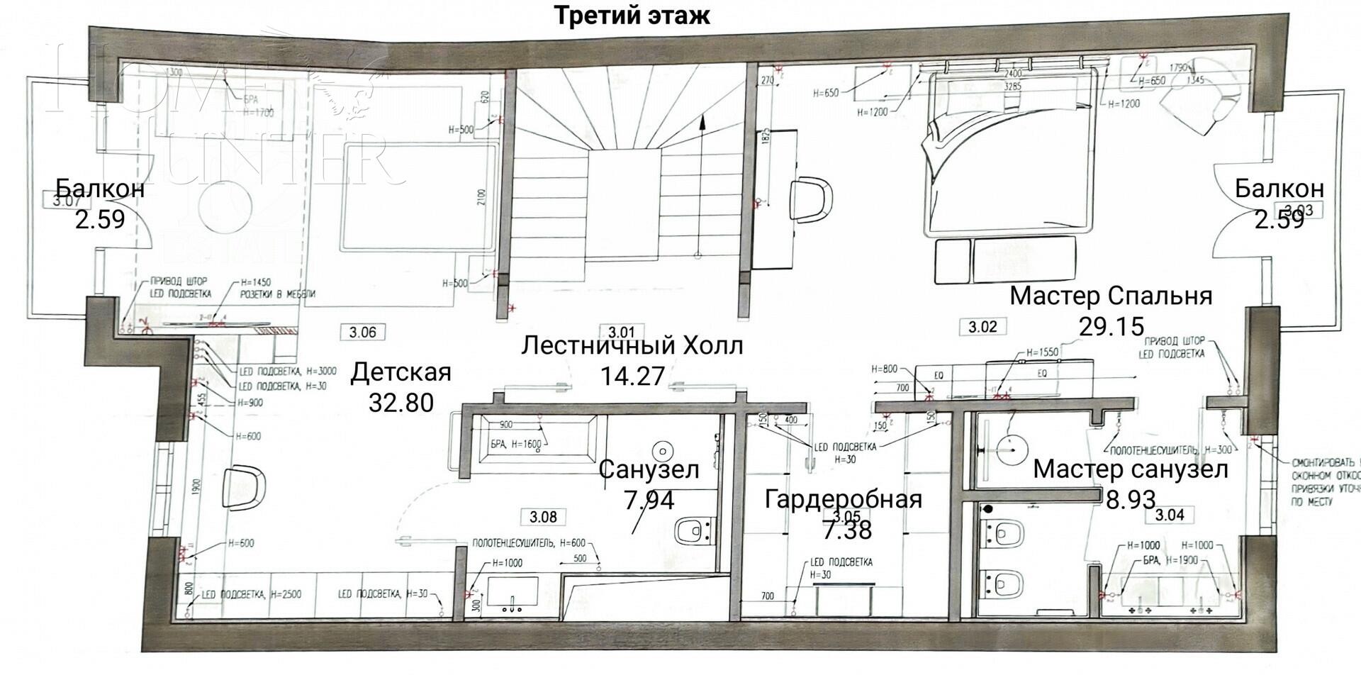 4-этажный таунхаус 395 м² без отделки