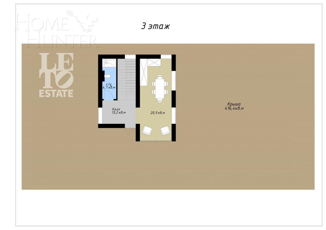 2-этажный коттедж 1 200 м² без отделки