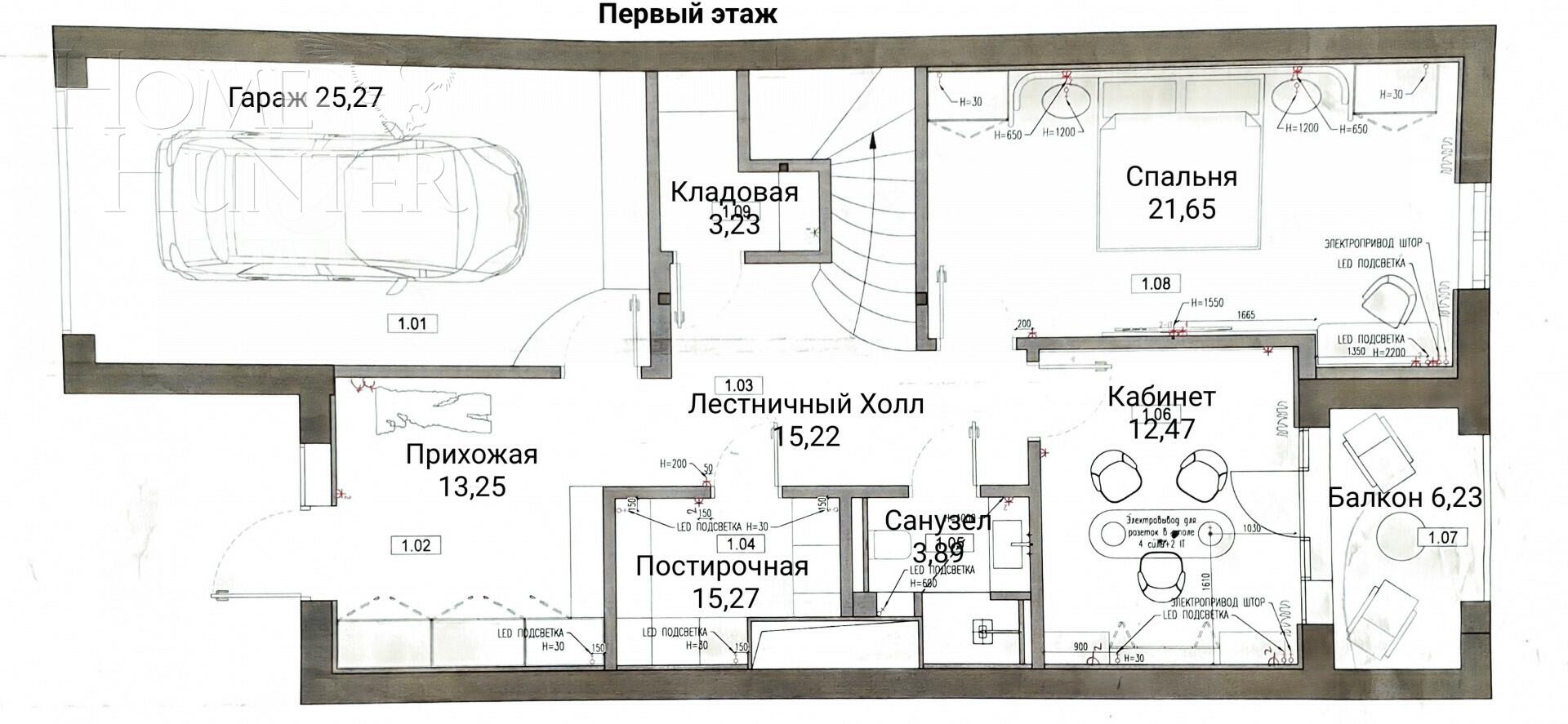 4-этажный таунхаус 395 м² без отделки