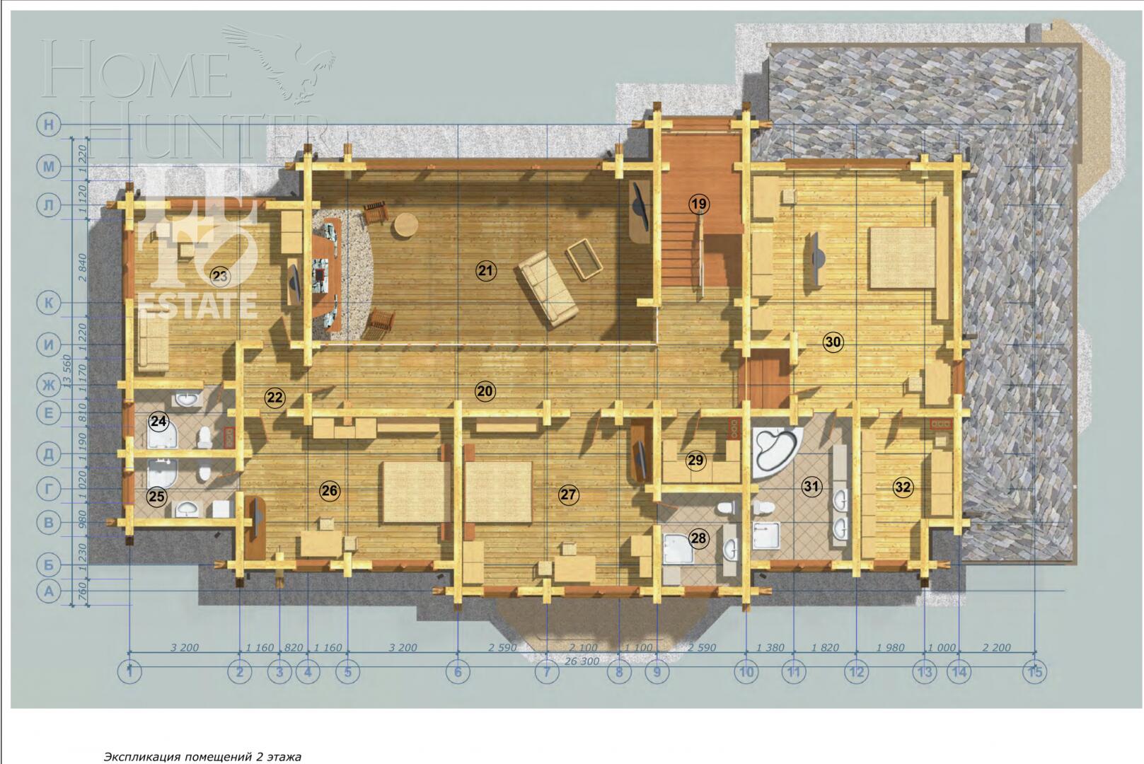 2-этажный коттедж 1 106 м² без отделки