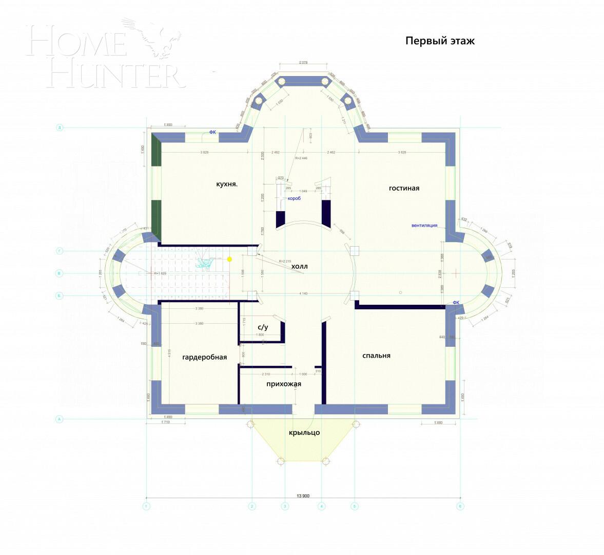 2-этажный коттедж 460 м² без отделки