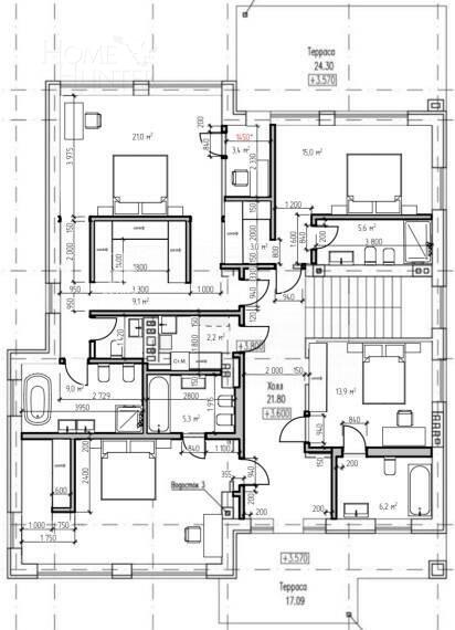 2-этажный коттедж 450 м² без отделки