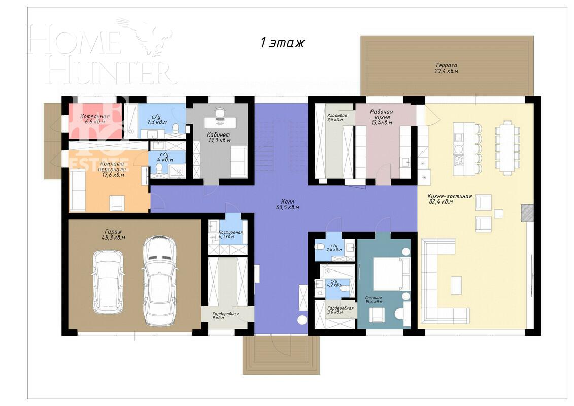 2-этажный коттедж 1 200 м² без отделки