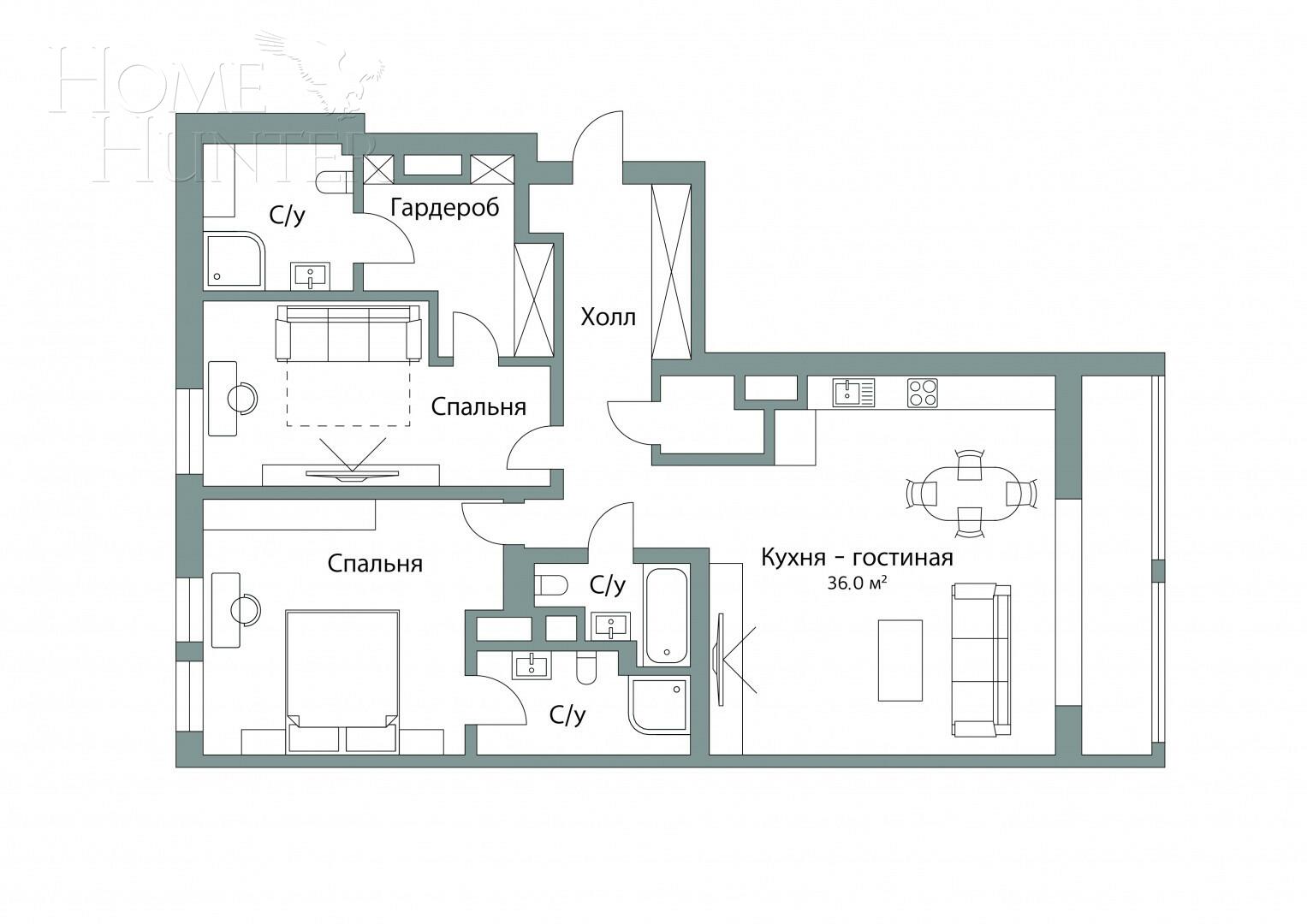 3-КОМН. КВАРТИРА С ОТДЕЛКОЙ 136.7 М² НА 15 ЭТАЖЕ