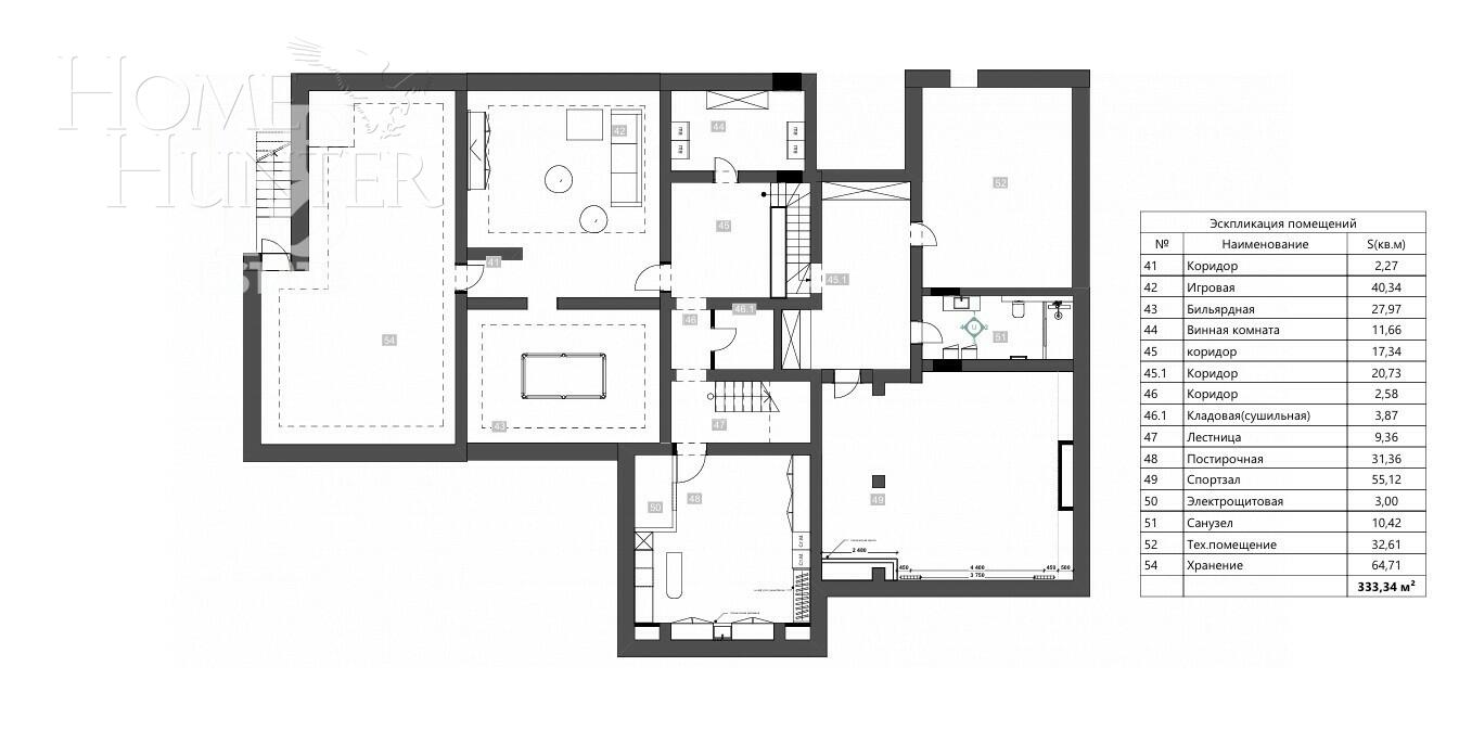 2-этажный коттедж 1 150 м² без отделки