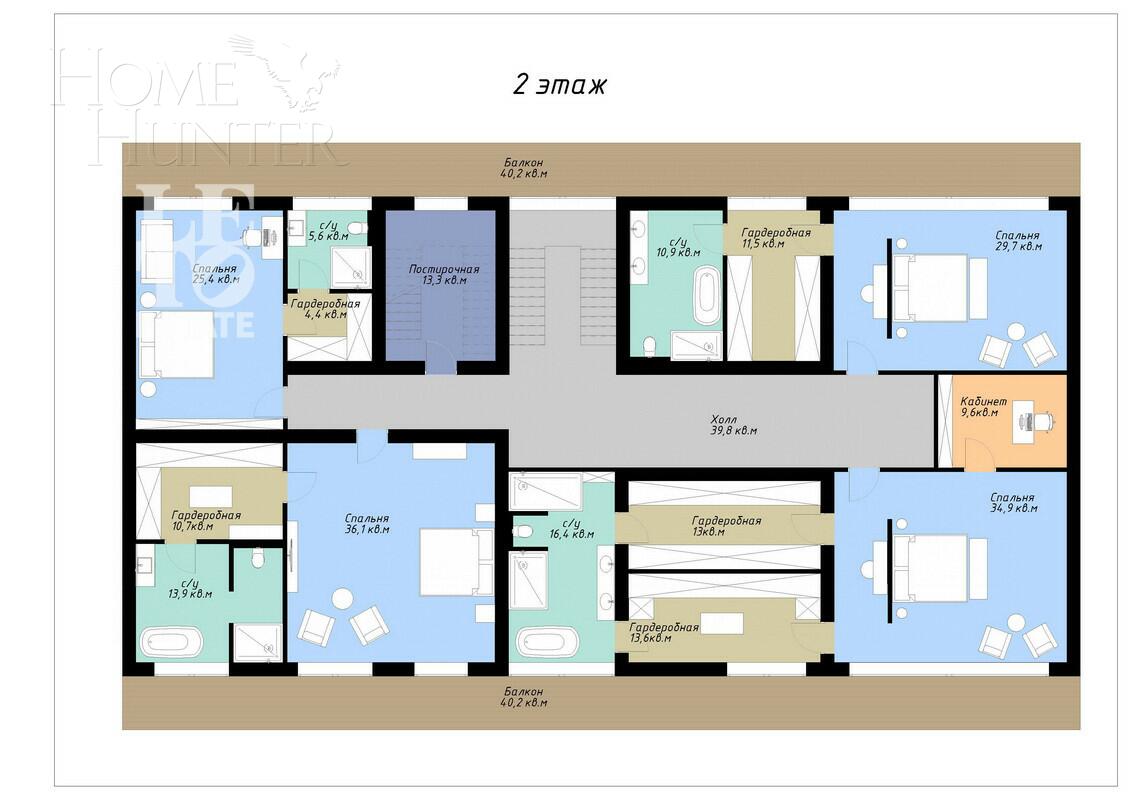 2-этажный коттедж 1 200 м² без отделки