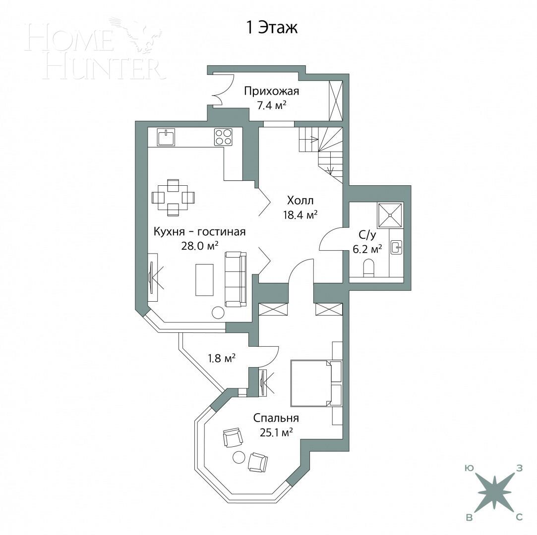2-УРОВНЕВАЯ КВАРТИРА БЕЗ ОТДЕЛКИ 167.2 М² НА 10 ЭТАЖЕ