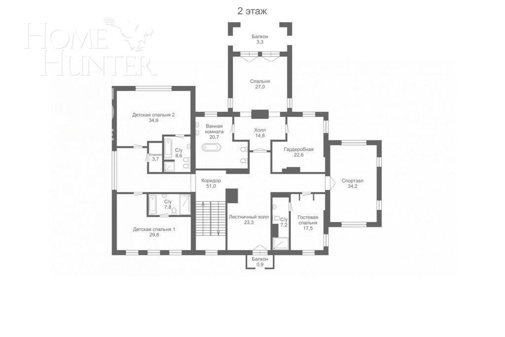 2-этажный коттедж 1 244 м² с отделкой