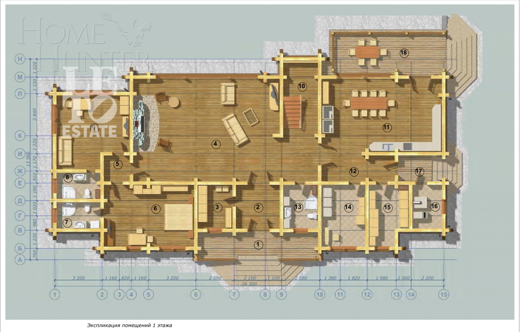 2-этажный коттедж 1 106 м² без отделки