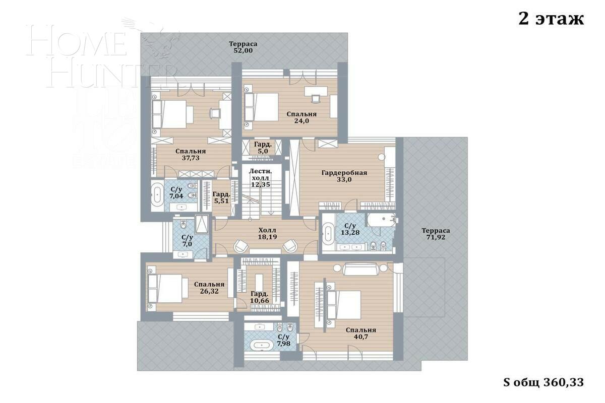 2-этажный коттедж 961 м² с отделкой