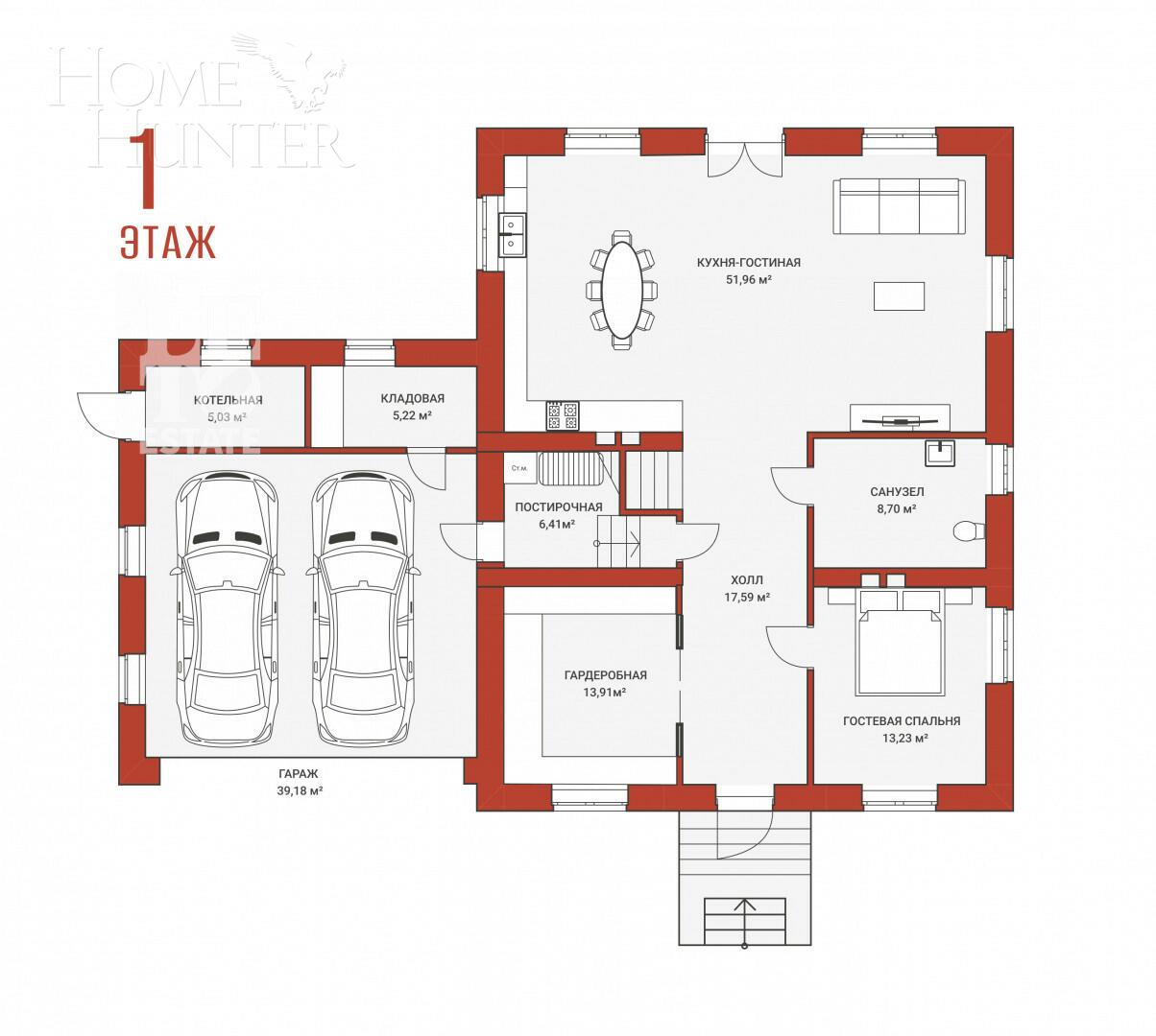 2-этажный коттедж 320 м² без отделки
