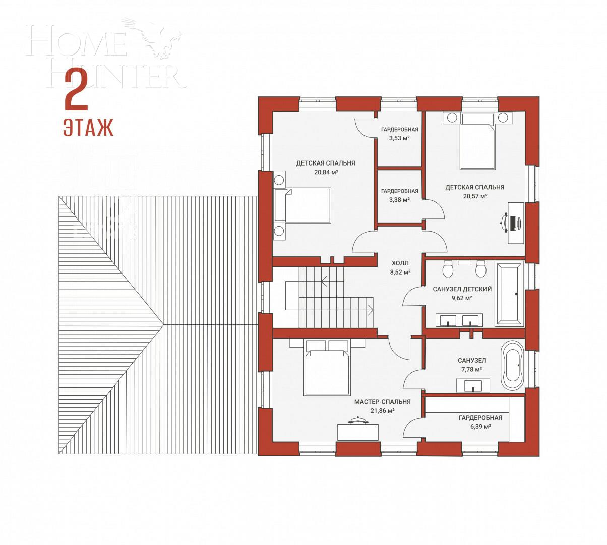 2-этажный коттедж 320 м² без отделки