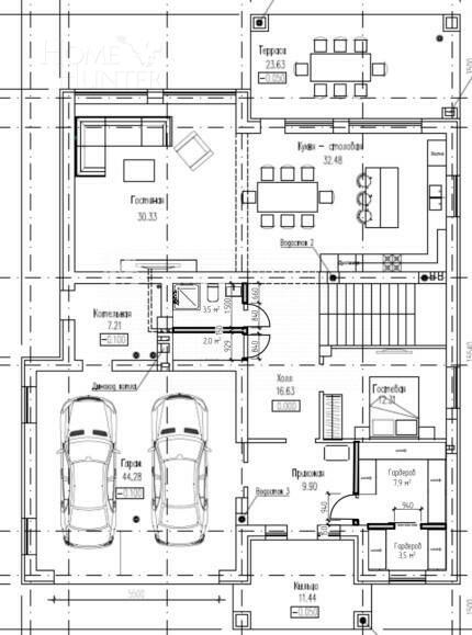 2-этажный коттедж 450 м² без отделки