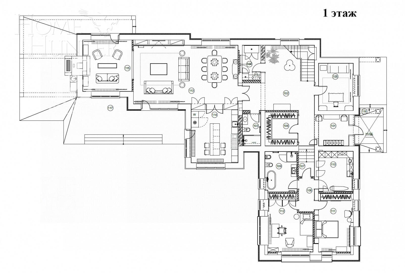 2-этажный коттедж 539.3 м² без отделки