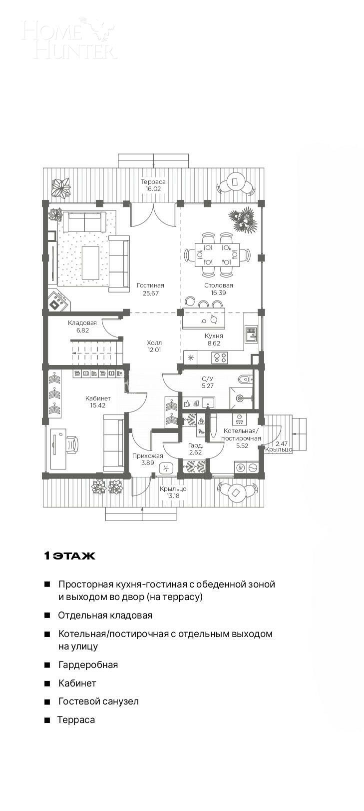 2-этажный коттедж 251.1 м² без отделки
