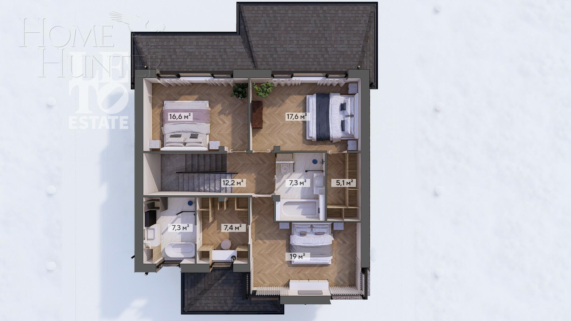 2-этажный коттедж 207 м² без отделки