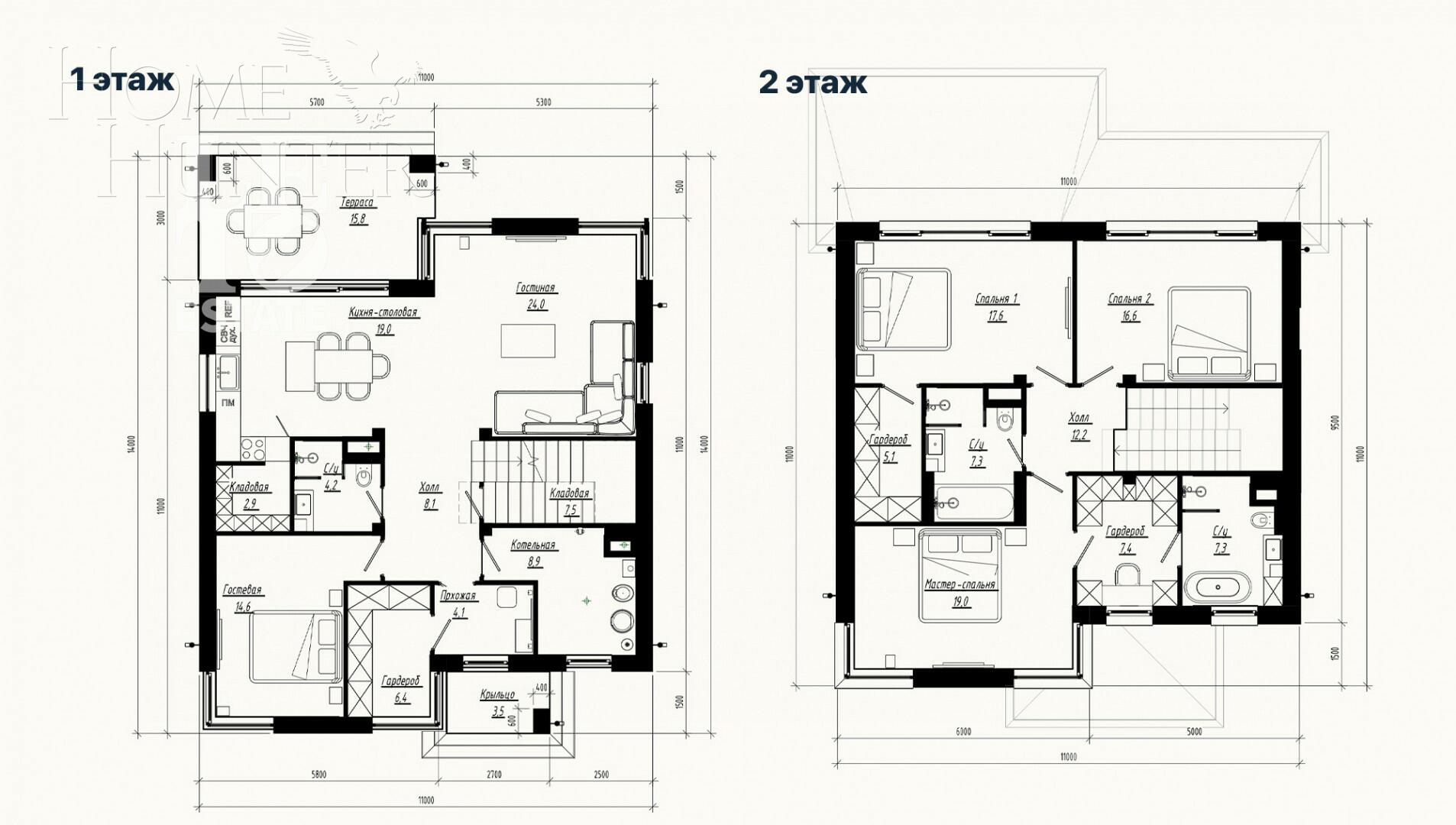 2-этажный коттедж 207 м² без отделки