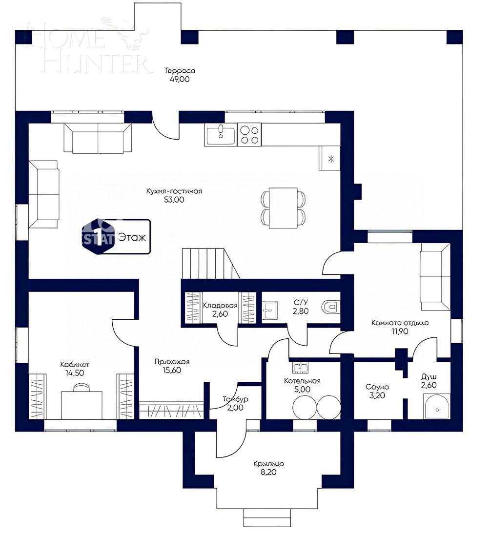 2-этажный коттедж 287.1 м² с отделкой
