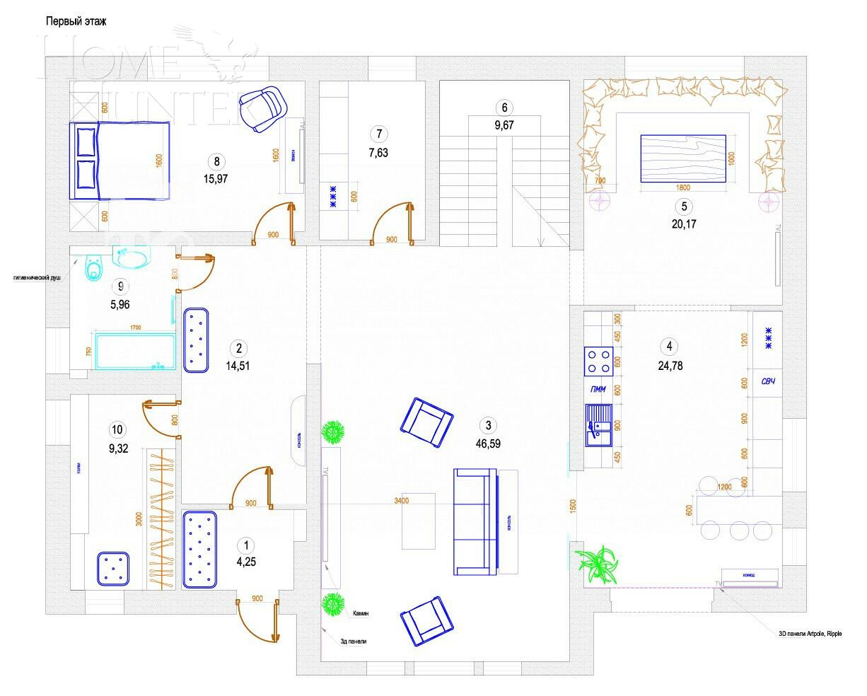 2-этажный коттедж 500 м² без отделки