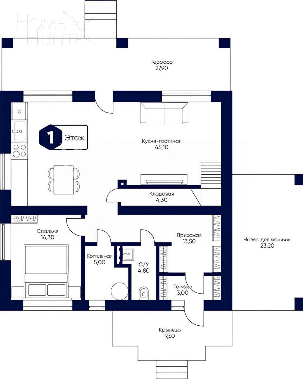 2-этажный коттедж 245.3 м² с отделкой