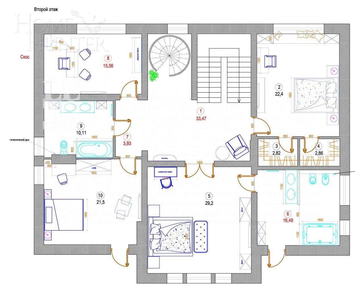2-этажный коттедж 500 м² без отделки