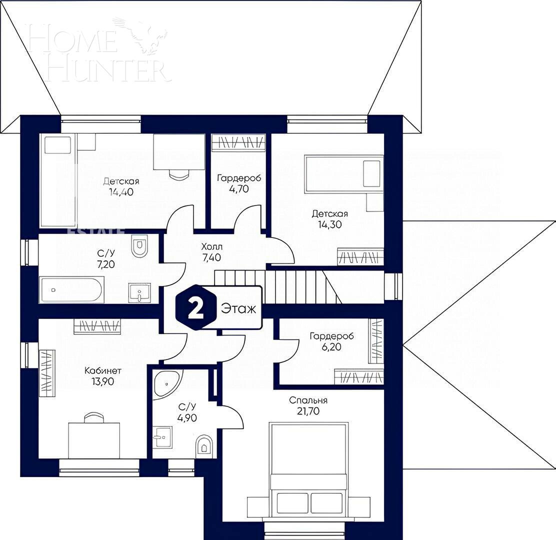 2-этажный коттедж 245.3 м² с отделкой