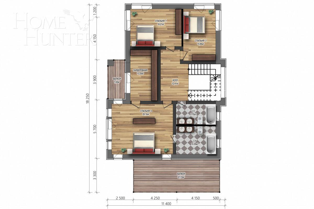 2-этажный коттедж 350 м² без отделки