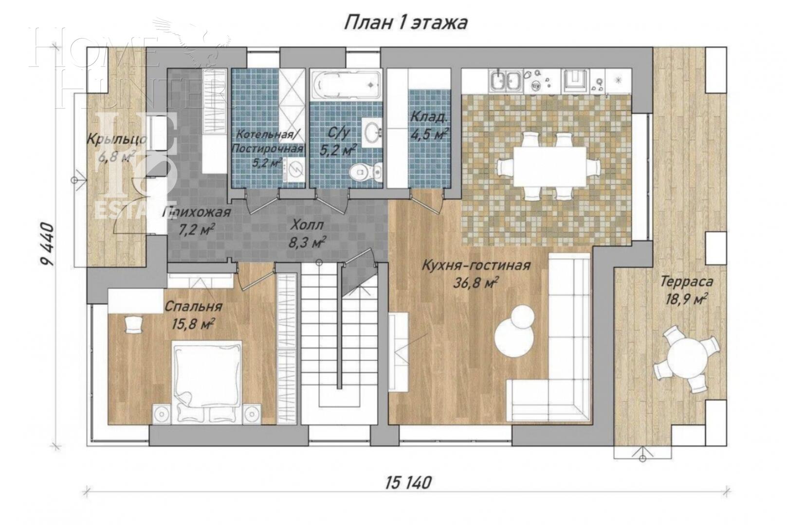 2-этажный коттедж 230 м² без отделки