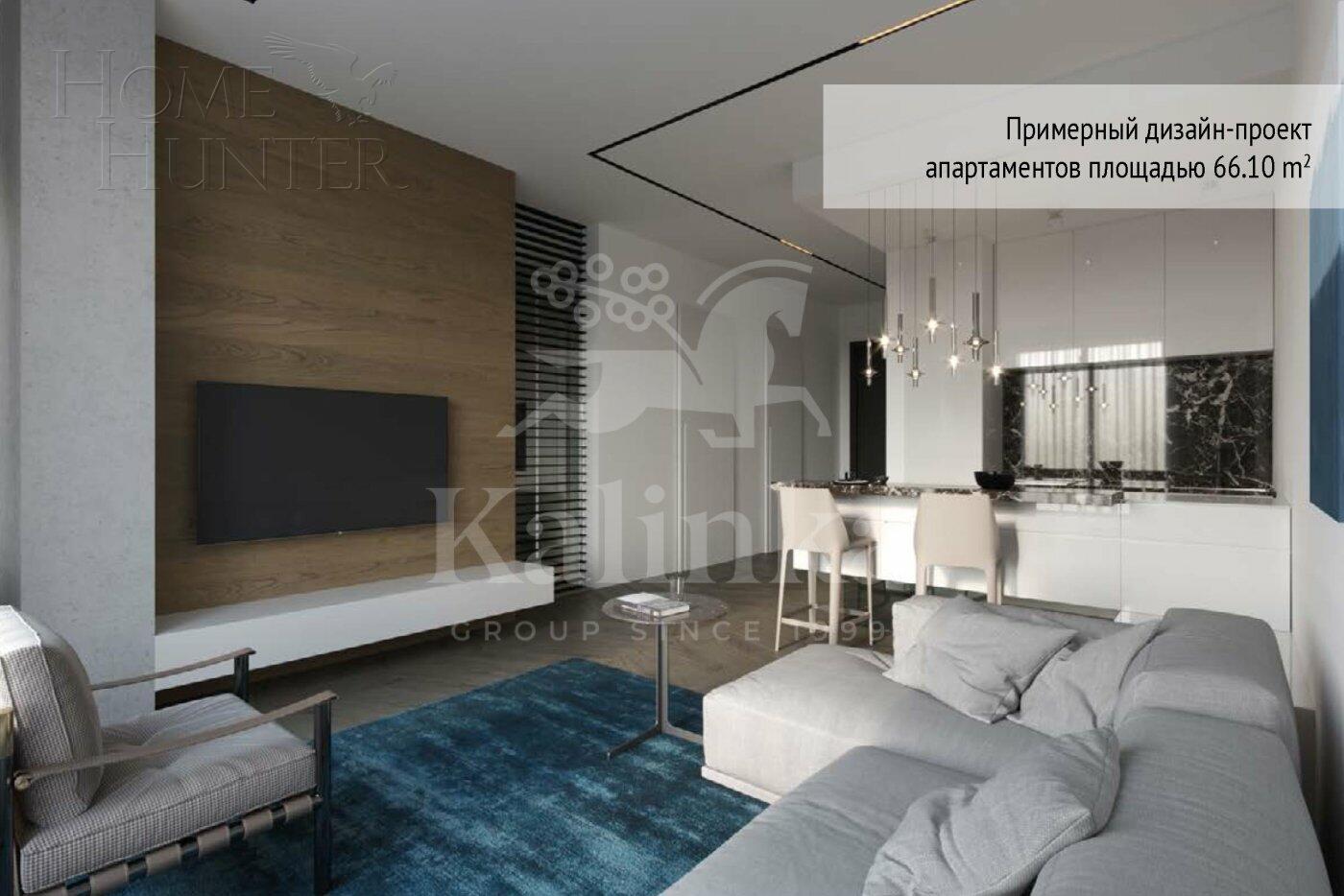 2-КОМН. АПАРТАМЕНТЫ БЕЗ ОТДЕЛКИ 68.5 М² НА 5 ЭТАЖЕ